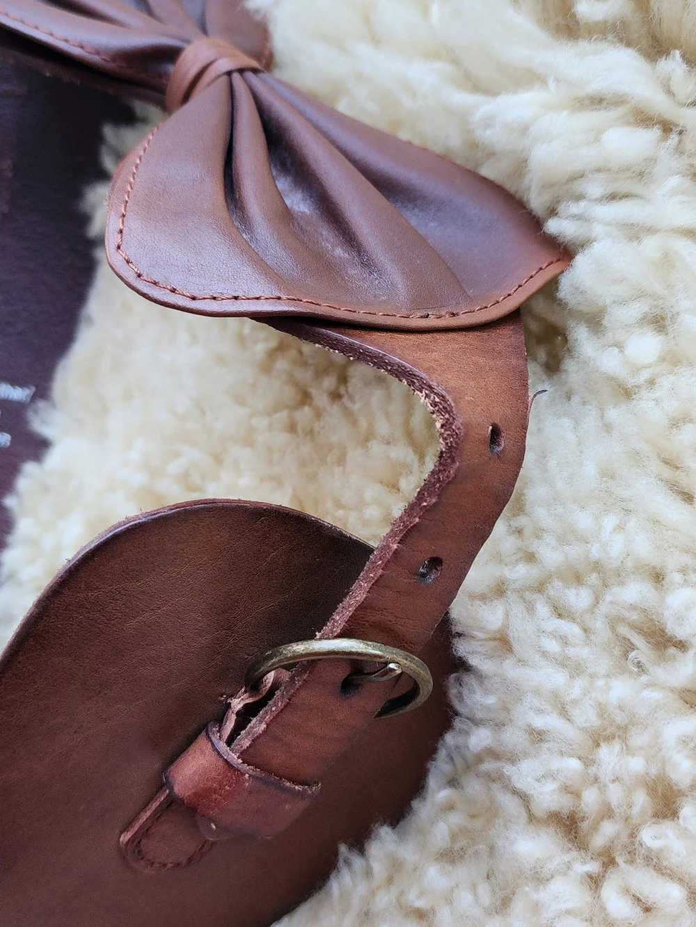 Brown Bow Leather Waist Belt -